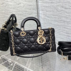 Dior-Medium Lady D-Joy Bag (Black Cannage Lambskin) 26 x 13.5 x 5 cm (Length x Height x Width)